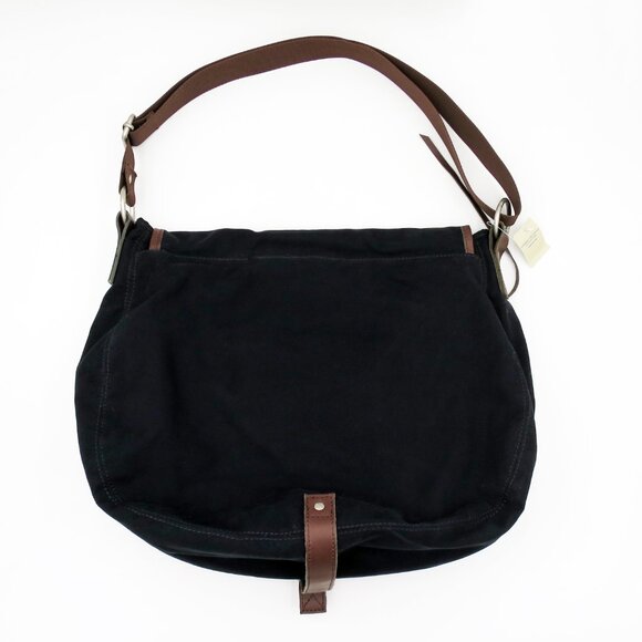 NWT American Eagle AE Campus Messenger Bag Y2K Black Canvas Saddle Style - Picture 2 of 12